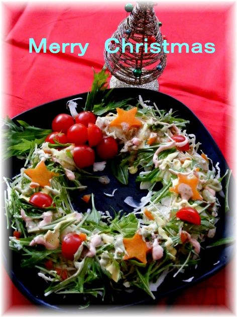 カラフルマヨDEクリスマスリースサラダ by shouko [クックパッド] 簡単おいしいみんなのレシピが222万品