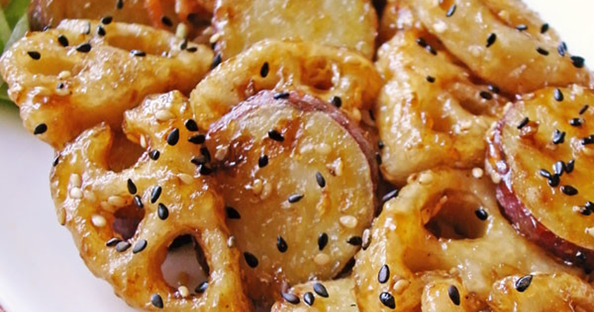 マジ旨！薩摩芋とレンコンのデパ地下風 by moj [クックパッド] 簡単おいしいみんなのレシピが246万品