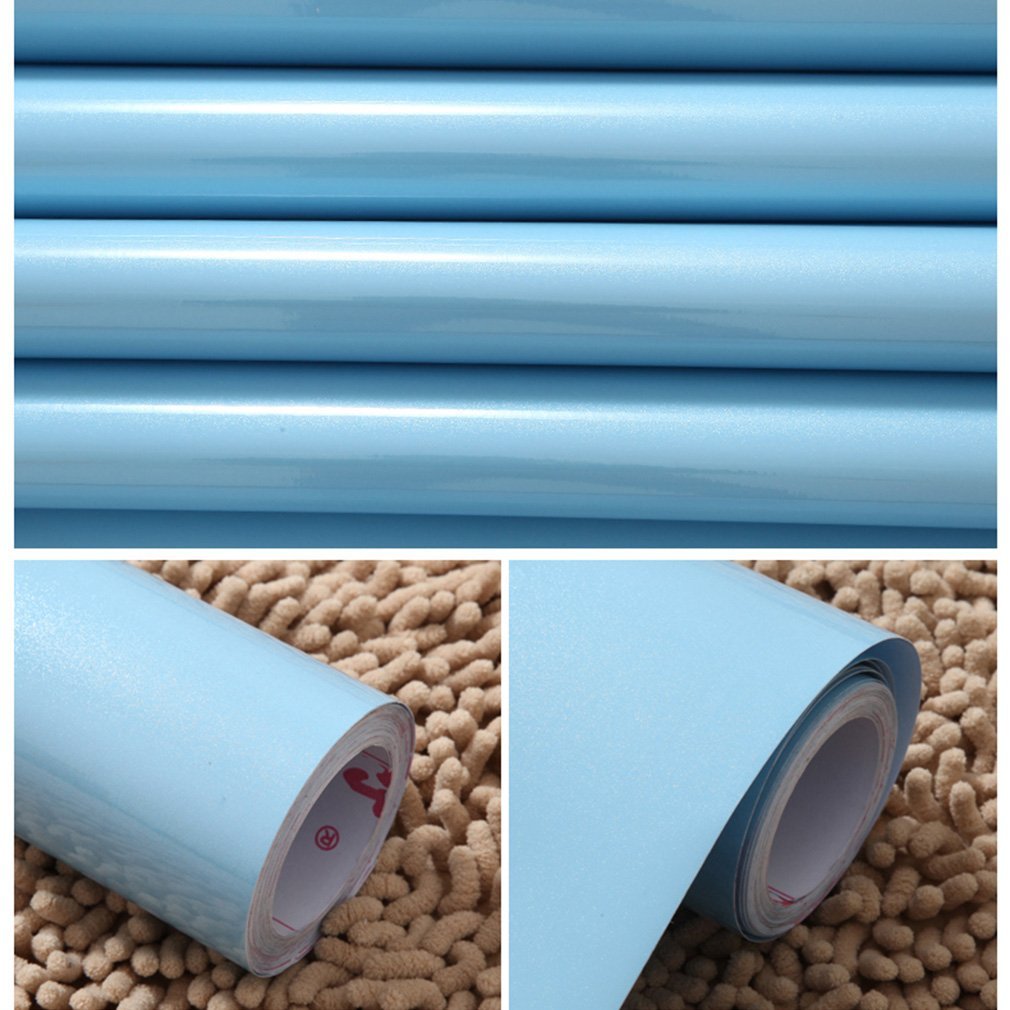 KINLO　DIY 壁紙 キッチン戸棚シート 台所ステッカー　はがせる ウォールステッカー 防水　耐熱　防油汚れ 0.61M×5M(1ロール) カラー：ブルー