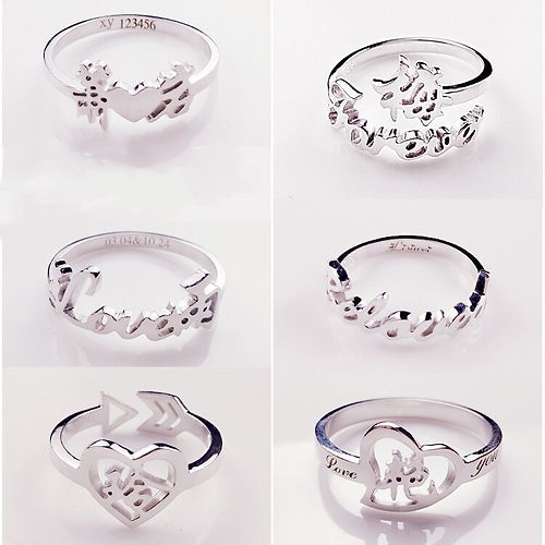 オリジナルなオーダーメイド ネームリング 指輪 切り抜きスタイル