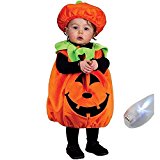 いろいろハウス ハロウィン 子供用コスプレ ジャックオーランタン かぼちゃ プルオーバー＆帽子 パンプキンキッズ かぼちゃの衣装 仮装 パーティやイベント・写真に最適 フィンガーライトのおまけ付 la010017b01